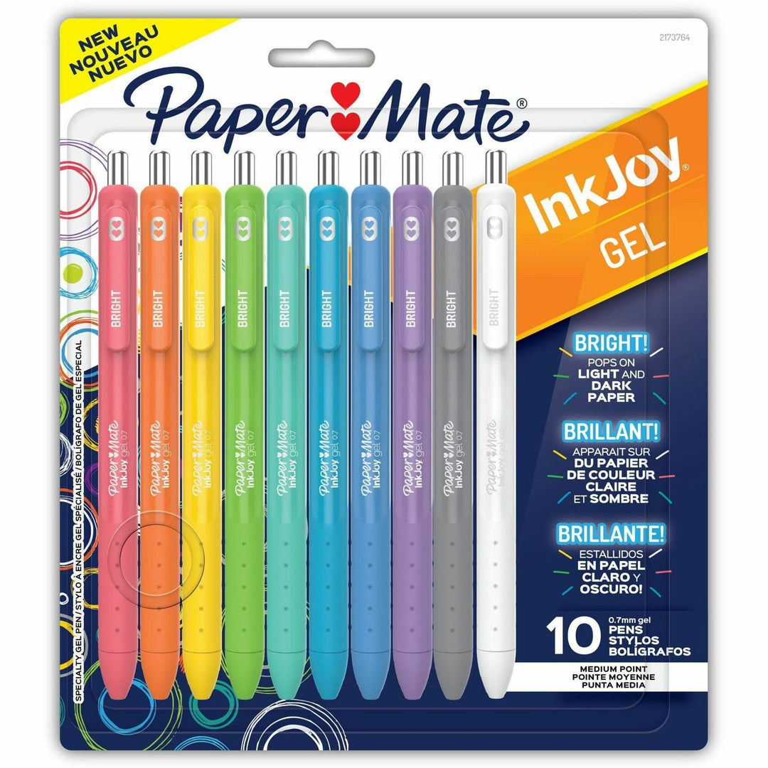 Image of Paper Mate® InkJoy Gel Bright Gel Pen, Retractable, Medium 0.7 mm, Assorted Ink, Assorted Barrel, 10/Pack