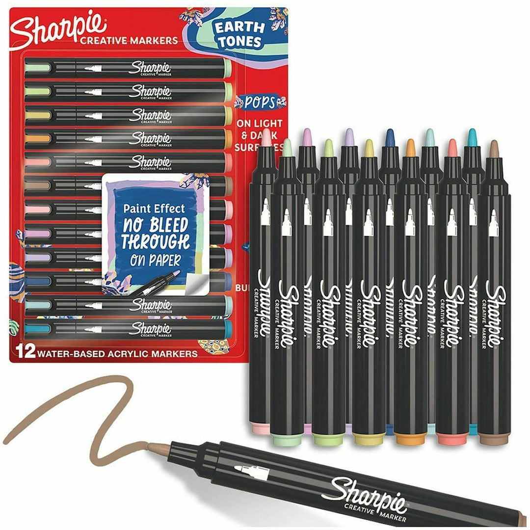 Image of Sharpie® Creative Markers, Bullet Tip, Assorted Earth Tones, 12/Pack