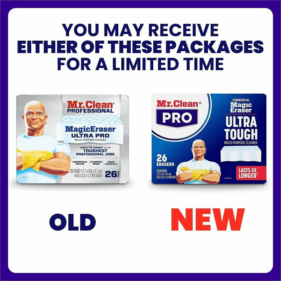 Image of Mr. Clean 17406 Magic Eraser Ultra Pro Pads, For Multipurpose, Pad, Long Lasting, Durable, White, 26 / Box