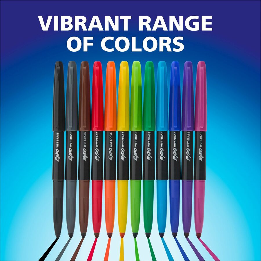 Image of EXPO® Wet Erase Markers, Fine Needle Tip, Assorted, 8/Pack