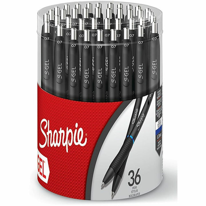 Image of Sharpie® S-Gel Sharpie S-Gel Gel Pen, Retractable, Medium 0.7 mm, Blue Ink, Black Barrel, 36/Pack