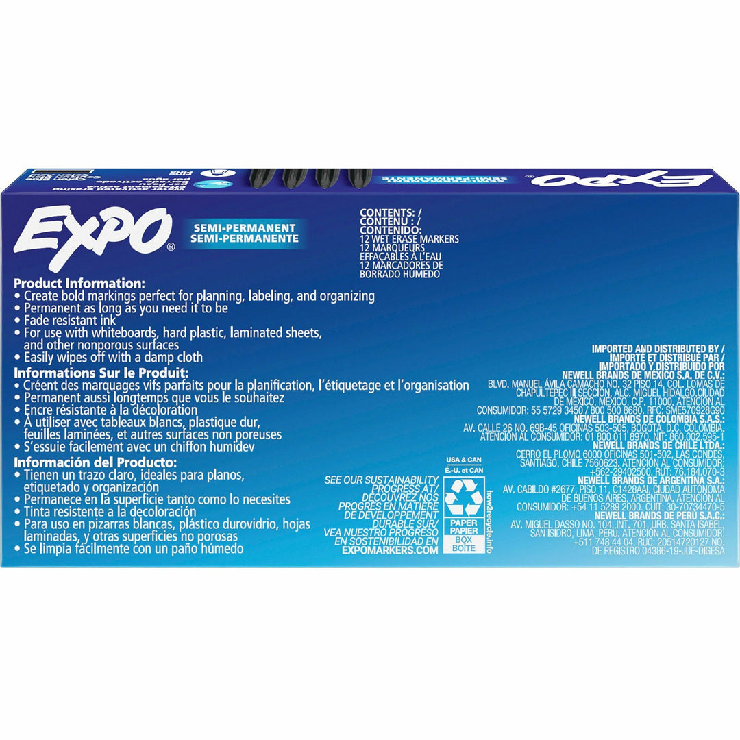 Image of EXPO® Wet Erase Marker, Fine Bullet Tip, Black, 12/Pack