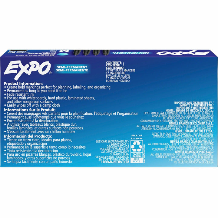 Image of EXPO® Wet Erase Marker, Fine Bullet Tip, Black, 12/Pack