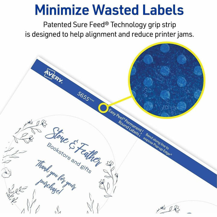 Image of Avery® 05655 Multipurpose Label, 3" Diameter, Round, Matte White, 6 / Sheet, 150 Total Label(s), 150 / Pack