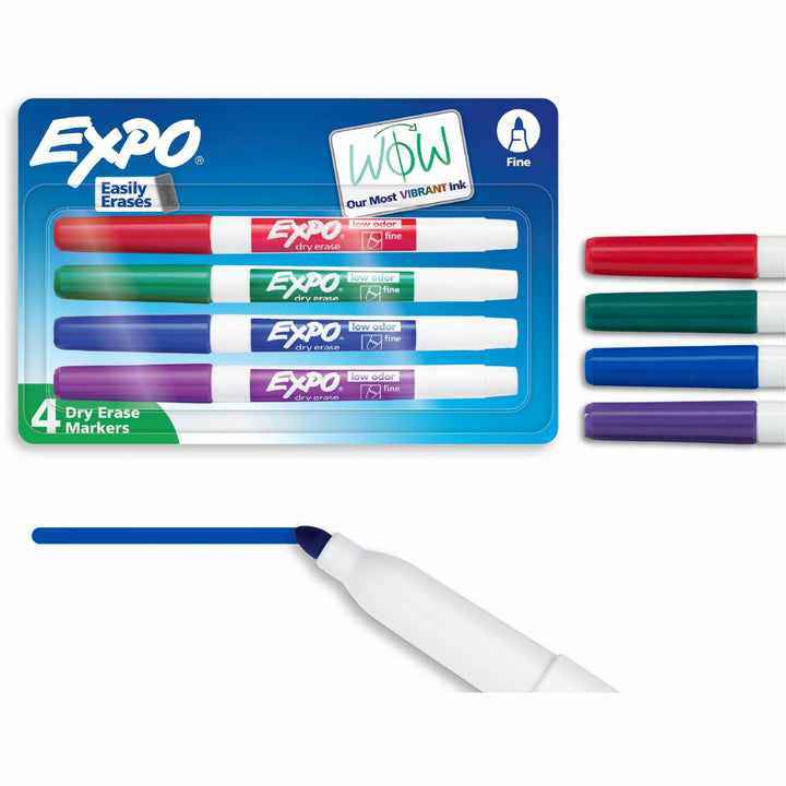 Image of Expo 2138430A Low-Odor Dry Erase Markers, Erasable, Assorted Ink/, 4 / Pack