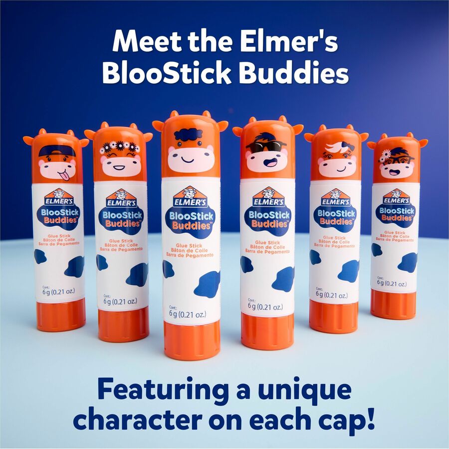 Image of Elmer's 2213740 BlooStick Buddies Glue Sticks, 0.21 oz, Blue, 4 / Pack
