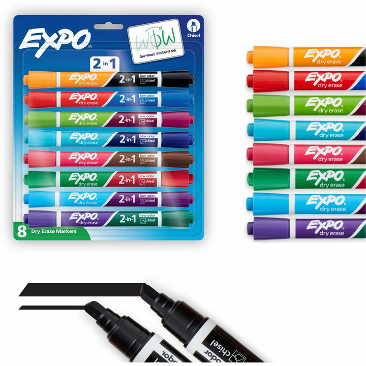 Image of Expo 1944658A 2-in-1 Dry Erase Markers, Erasable, Assorted Ink/, 8 / Pack