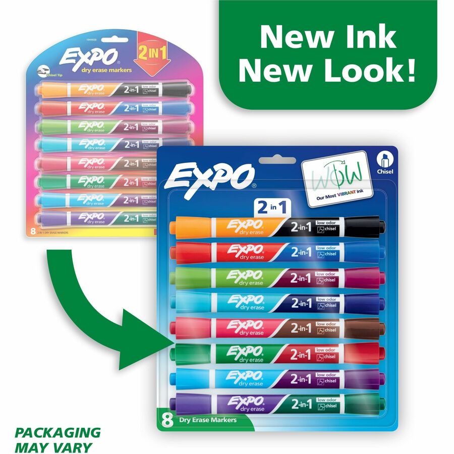 Image of Expo 1944658A 2-in-1 Dry Erase Markers, Erasable, Assorted Ink/, 8 / Pack