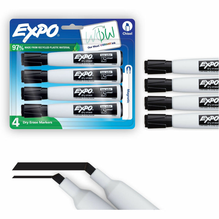 Image of Expo 1944729A Magnetic Dry-erase Marker, Erasable, Black Ink/, 4 / Pack