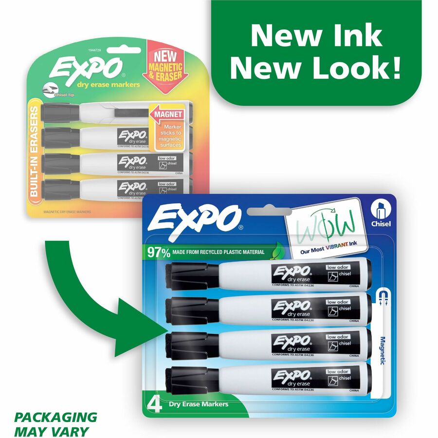 Image of Expo 1944729A Magnetic Dry-erase Marker, Erasable, Black Ink/, 4 / Pack