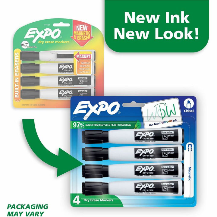 Image of Expo 1944729A Magnetic Dry-erase Marker, Erasable, Black Ink/, 4 / Pack