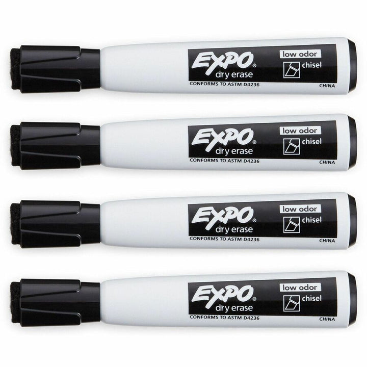 Image of Expo 1944729A Magnetic Dry-erase Marker, Erasable, Black Ink/, 4 / Pack