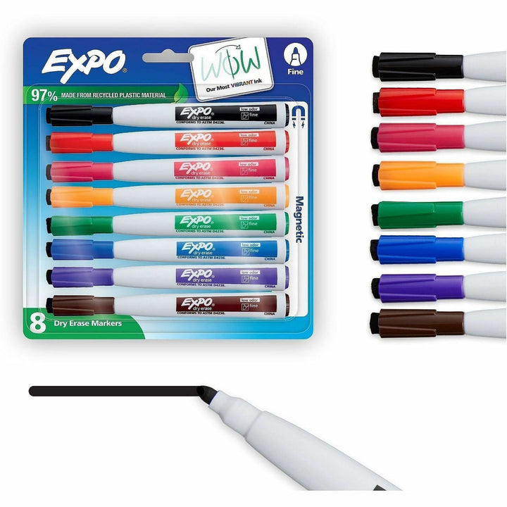 Image of Sharpie 1944748A Eraser Cap Fine Magnetic Dry Erase Markers, Erasable, Assorted Ink/, 8 / Pack