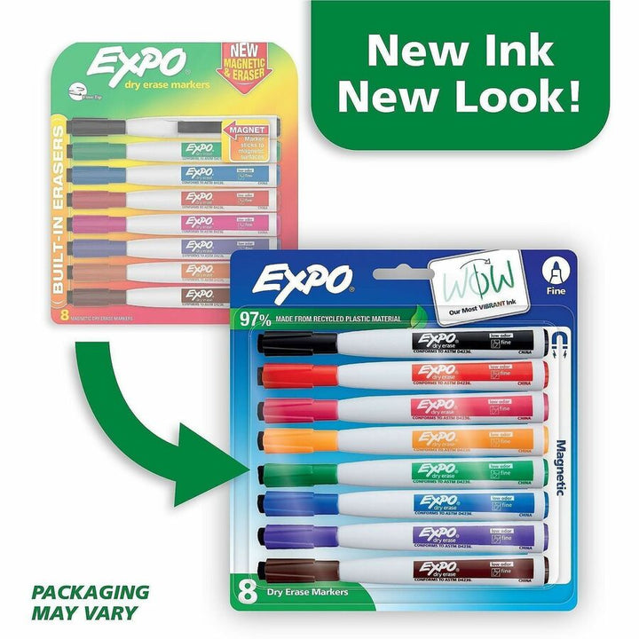 Image of Sharpie 1944748A Eraser Cap Fine Magnetic Dry Erase Markers, Erasable, Assorted Ink/, 8 / Pack