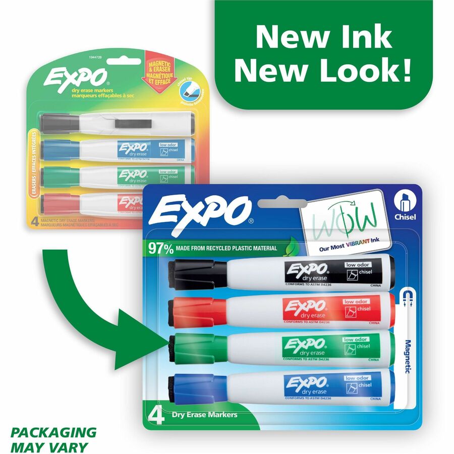 Image of Expo 1944728A Magnetic Dry-erase Marker, Erasable, Assorted Ink/, 4 / Pack