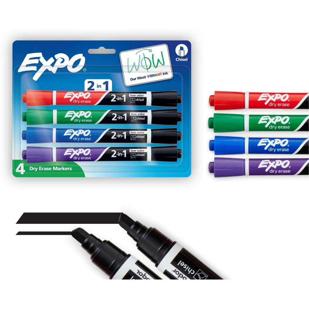 Image of Expo 1944655A 2-in-1 Dry Erase Markers, Erasable, Assorted Ink/, 4 / Pack