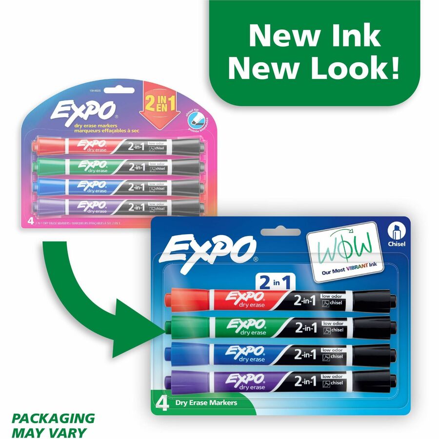 Image of Expo 1944655A 2-in-1 Dry Erase Markers, Erasable, Assorted Ink/, 4 / Pack