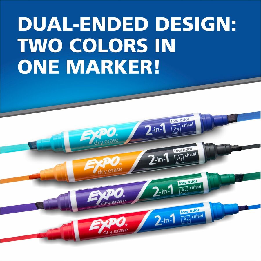 Image of Expo 1944655A 2-in-1 Dry Erase Markers, Erasable, Assorted Ink/, 4 / Pack