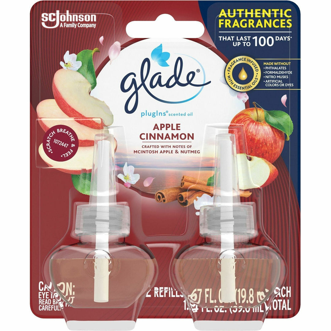 Image of Glade 375748 PlugIns Refill, Oil, 1.3 fl oz (0 quart), Apple Cinnamon, 50 Day, Long Lasting, 2 / Pack