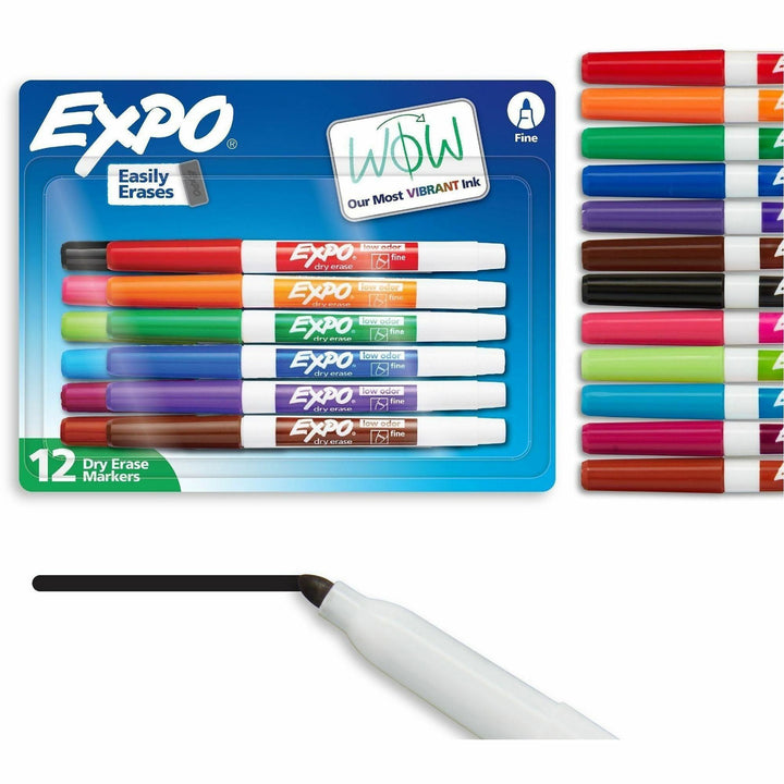 Image of Expo 86603B Low-Odor Dry Erase Markers, Erasable, Assorted Ink, Dry, 12 / Set