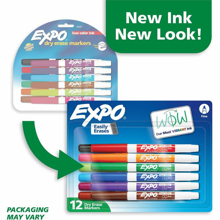 Image of Expo 86603B Low-Odor Dry Erase Markers, Erasable, Assorted Ink, Dry, 12 / Set