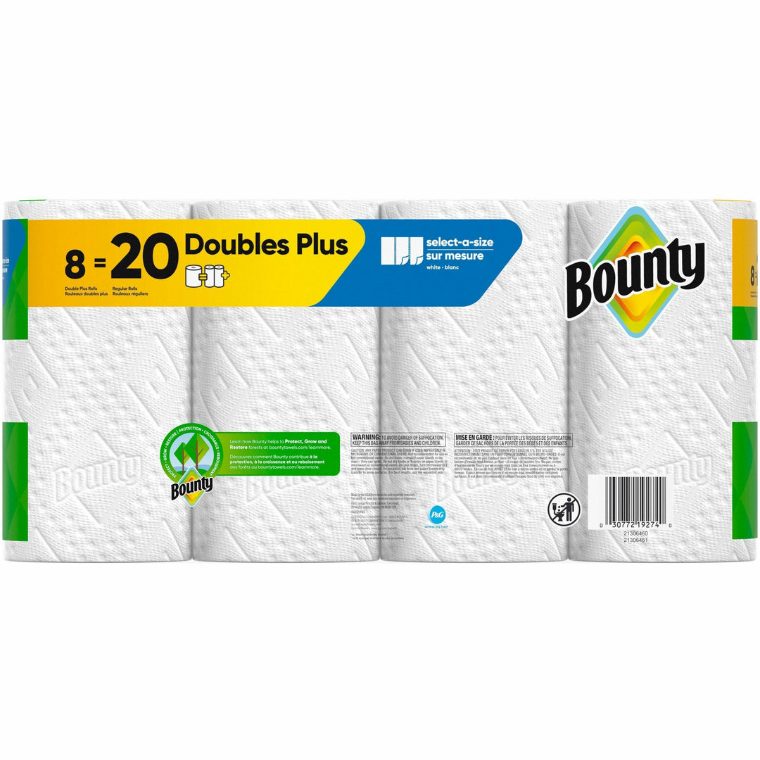 Image of Bounty 19274 Select-A-Size Paper Towels, 2 Ply, Diamond Texture, Green, PaperRoll, 103/Roll, 8 / Carton