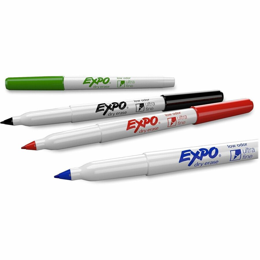 Image of Expo 1871133A Low Odour Dry Erase Markers Ultra Fine Assorted Colours 4/pkg, Erasable, Assorted Ink, Alcohol Based/, 4 / Set