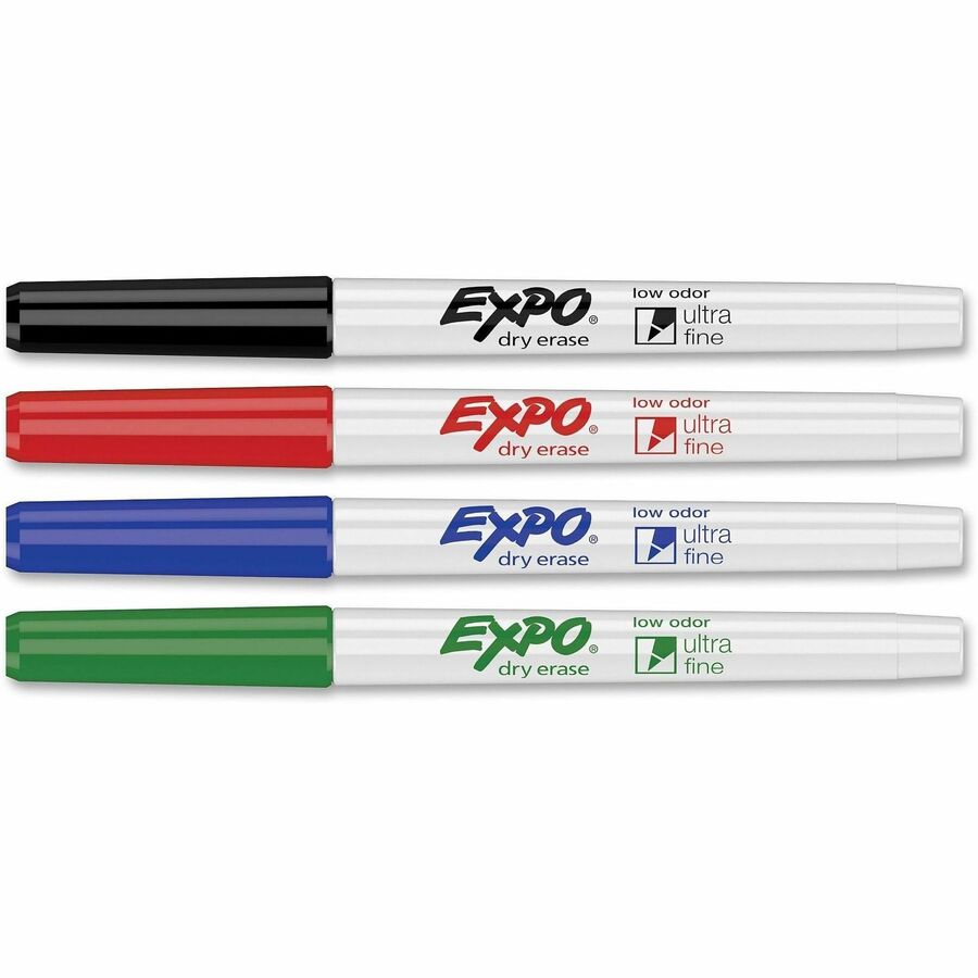 Image of Expo 1871133A Low Odour Dry Erase Markers Ultra Fine Assorted Colours 4/pkg, Erasable, Assorted Ink, Alcohol Based/, 4 / Set