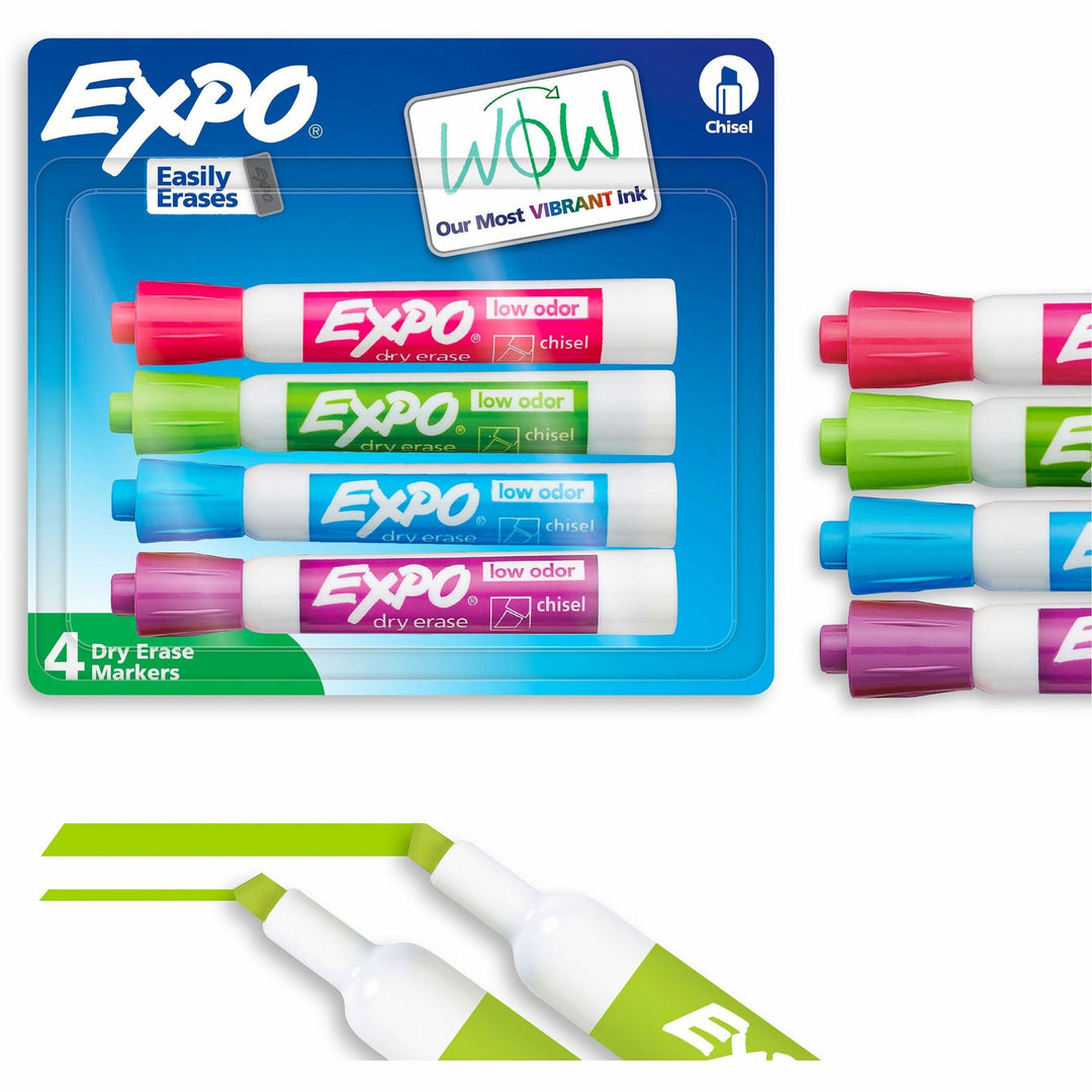 Image of Expo 81029A Dry Erase Markers, Erasable, Assorted Ink, Dry, 4 / Pack