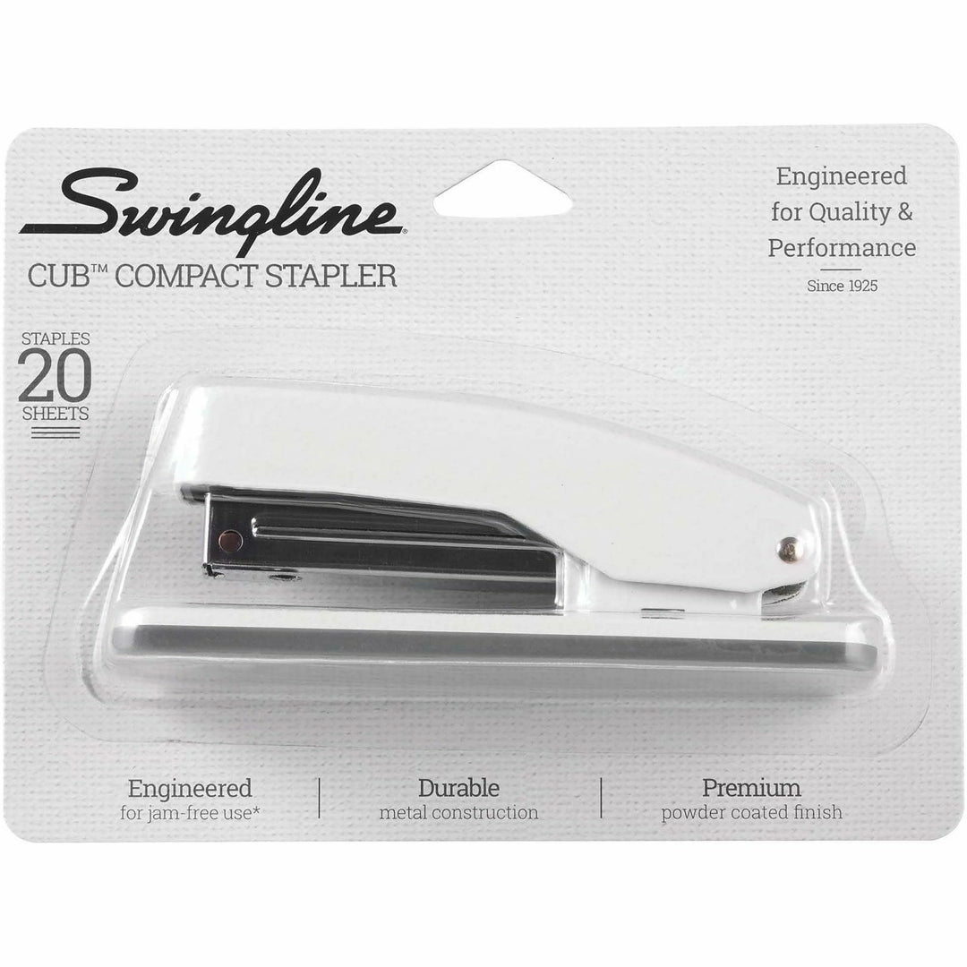 Image of Swingline® Cub Compact Metal Stapler, 20 Sheet Capacity, Arctic White