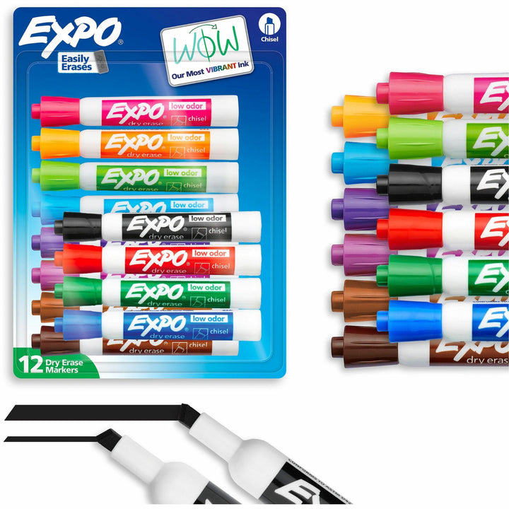 Image of Expo 80699A Dry Erase Markers, Erasable, Assorted Ink, Dry, 12 / Set