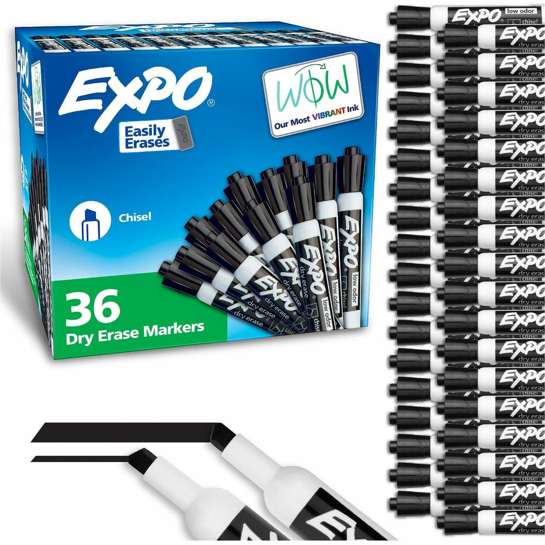 Image of Expo 1920940A Dry Erase Markers, Erasable, Black Ink, 36 / Pack