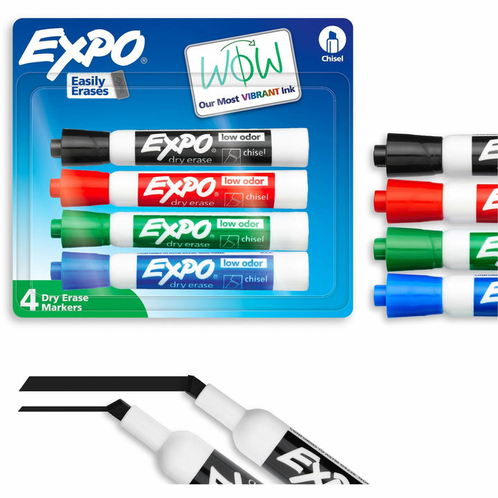 Image of Expo 80174A Dry Erase Markers, Erasable, Assorted Ink, Dry, 4 / Set