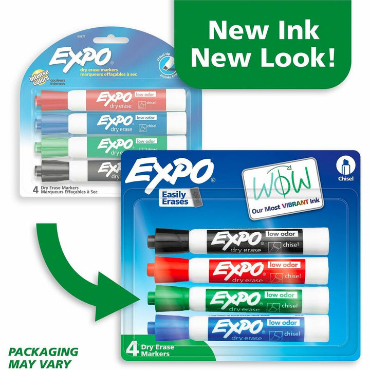 Image of Expo 80174A Dry Erase Markers, Erasable, Assorted Ink, Dry, 4 / Set