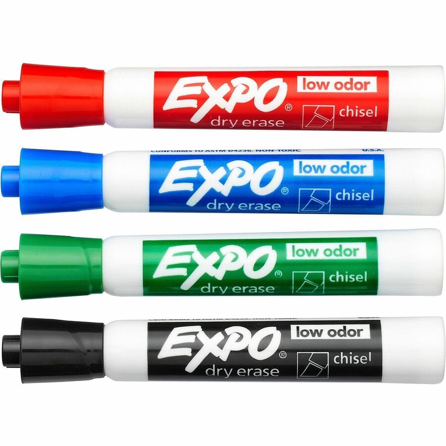 Image of Expo 80174A Dry Erase Markers, Erasable, Assorted Ink, Dry, 4 / Set