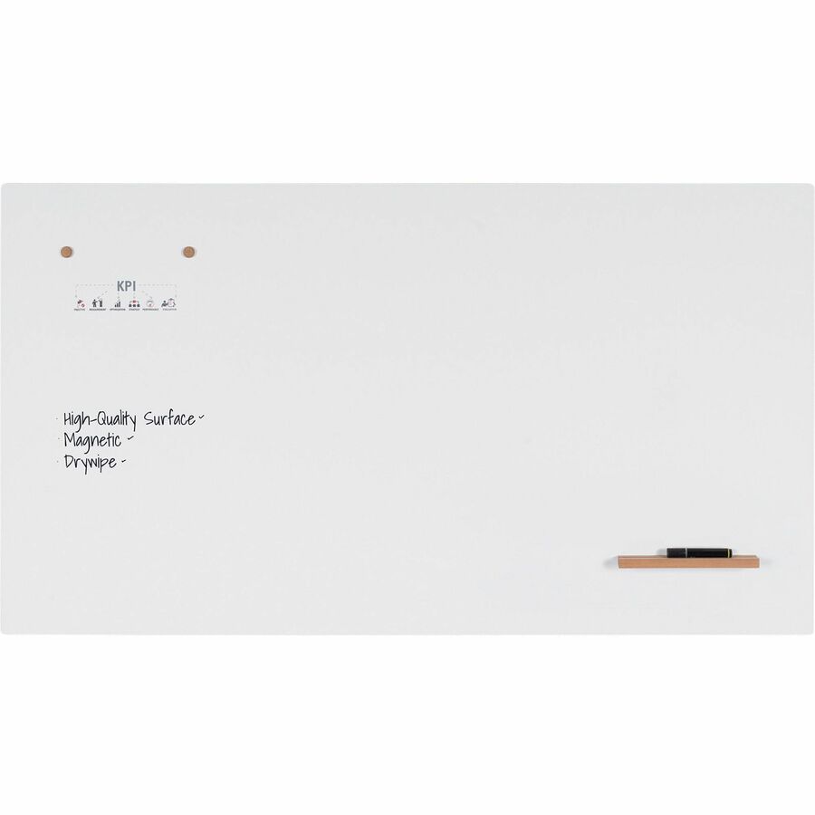 Image of Lorell 69670 Loop Whiteboard, 60" (5 ft) Width x 36" (3 ft) Height, White Steel Surface, Magnetic, Durable, Frameless, Impact Resistant, 1 Each