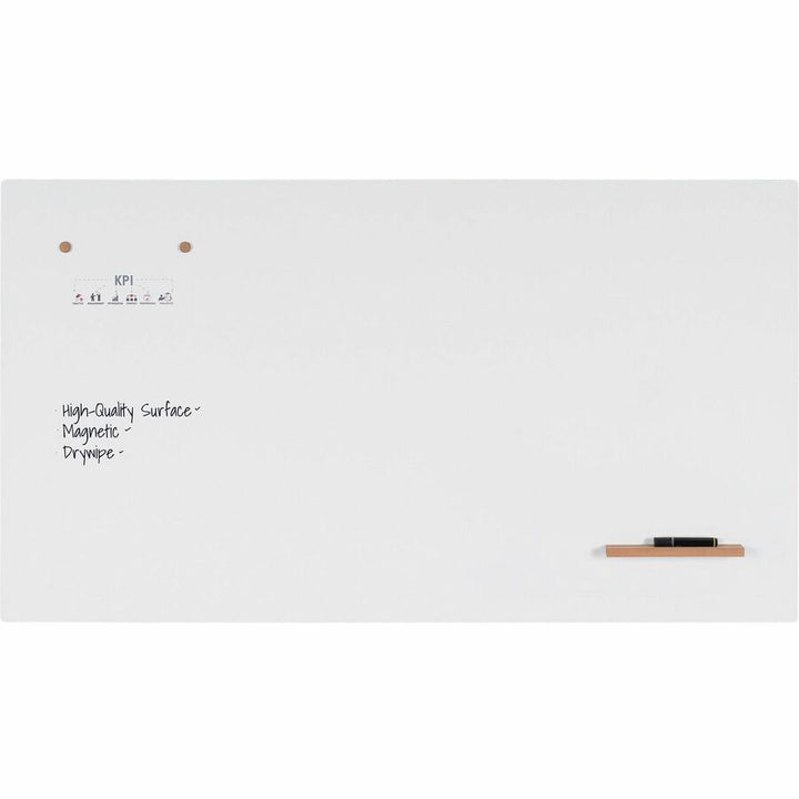 Image of Lorell 69670 Loop Whiteboard, 60" (5 ft) Width x 36" (3 ft) Height, White Steel Surface, Magnetic, Durable, Frameless, Impact Resistant, 1 Each