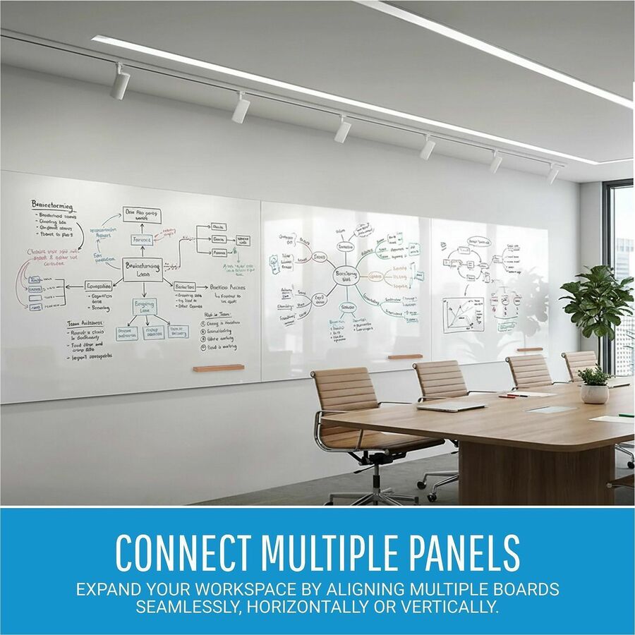 Image of Lorell 69670 Loop Whiteboard, 60" (5 ft) Width x 36" (3 ft) Height, White Steel Surface, Magnetic, Durable, Frameless, Impact Resistant, 1 Each