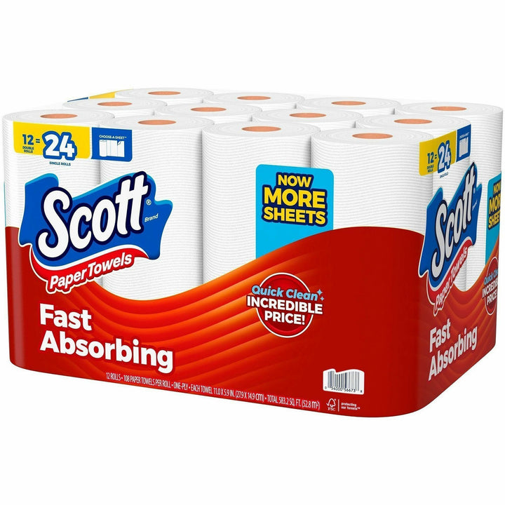 Image of Scott 56672 Choose-A-Sheet Paper Towels, White, Fiber Paper, 12 / Pack
