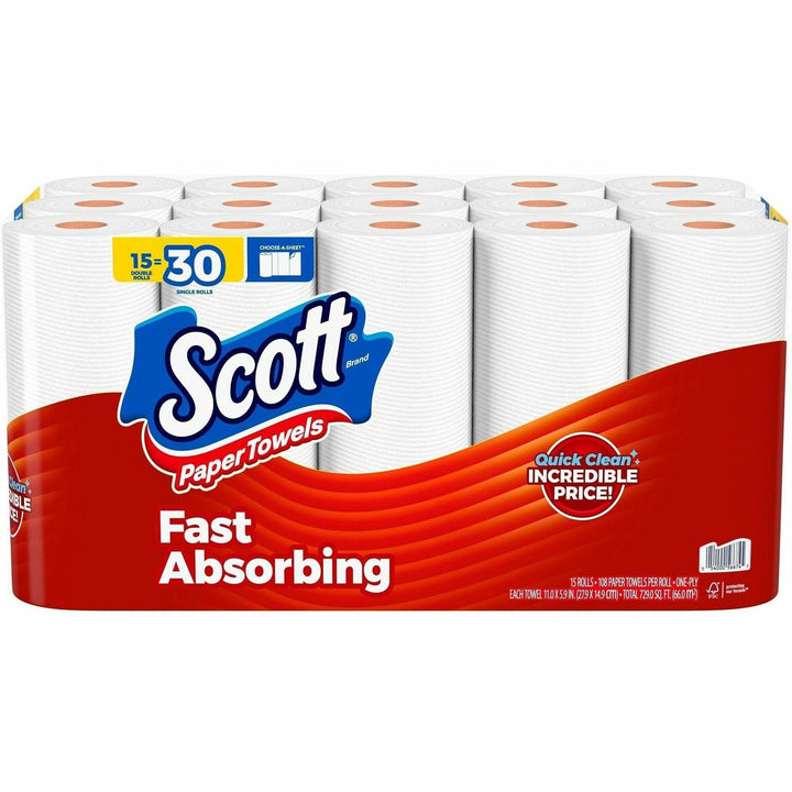 Image of Scott 56674 Choose-A-Sheet Paper Towels, White, Fiber Paper, 15 / Pack
