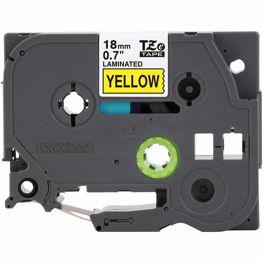 Image of P-touch TZE641G Genuine TZe641 BK on YL Label Tape, Laminated, 18mmX8m, 45/64" Width, Yellow, Laminated, Water Resistant, 1 Each