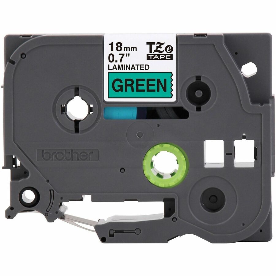 Image of Brother TZE741G Genuine P-touch TZe741 BK on GRN Label Tape, Laminated, 18mmX8m, 45/64" Width, Green, Laminated, Water Resistant, 1 Each