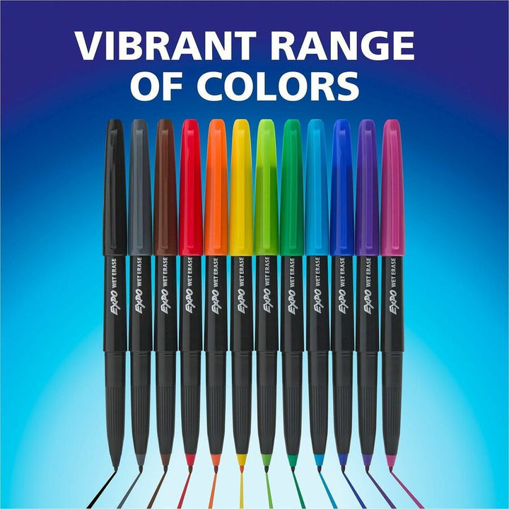 Image of Expo Vis-à-Vis 2134341A Wet Erase Markers, Ultra Fine Tip, Erasable, Assorted Ink, Glass, Calendar, 4 / Pack