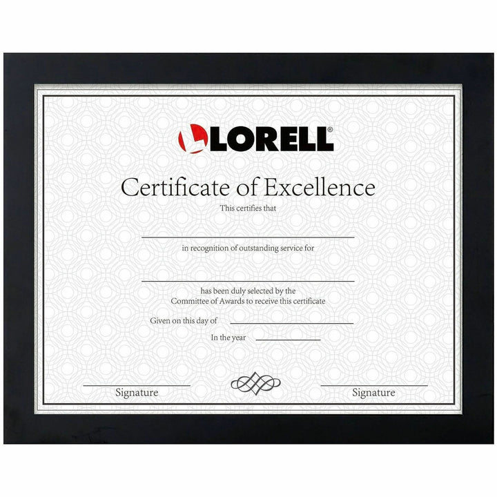 Image of Lorell 49418 Certificate Frame, 8.50" x 11" Frame Size, Desktop, Wall Mountable, Vertical, Horizontal, Black, 1 Each