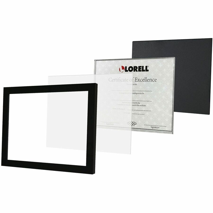 Image of Lorell 49418 Certificate Frame, 8.50" x 11" Frame Size, Desktop, Wall Mountable, Vertical, Horizontal, Black, 1 Each