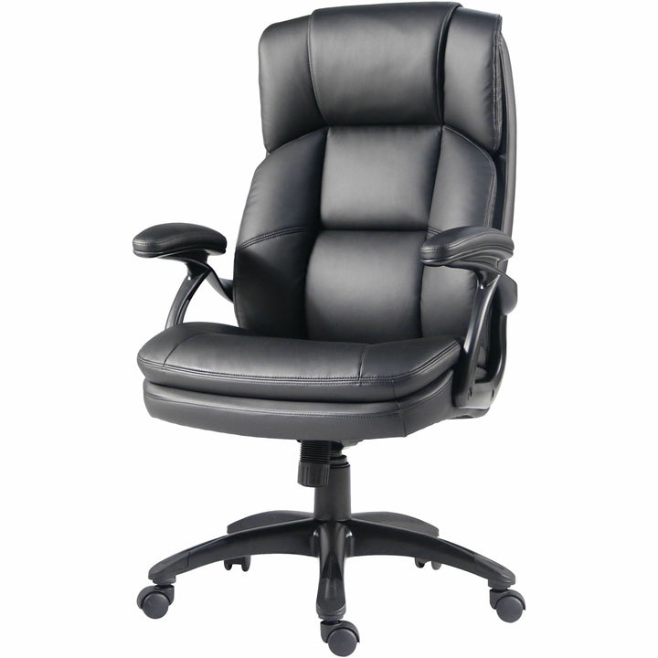 Image of Lorell Hi-Back Chair, PU Leather, 27"x32"x44-1/2", BK