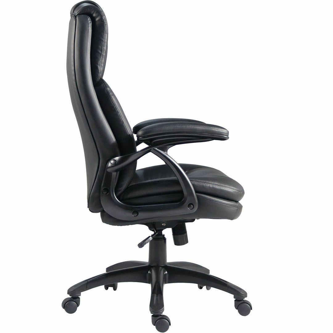 Image of Lorell Hi-Back Chair, PU Leather, 27"x32"x44-1/2", BK