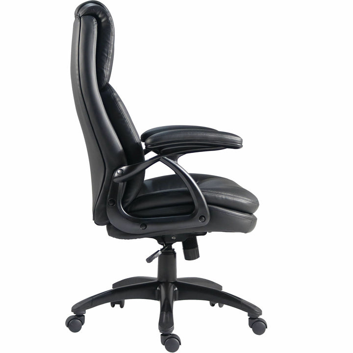 Image of Lorell Hi-Back Chair, PU Leather, 27"x32"x44-1/2", BK