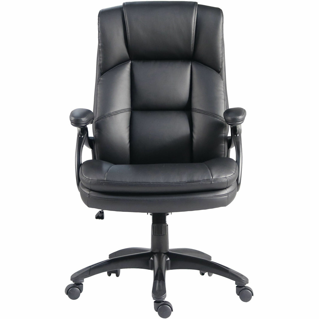 Image of Lorell Hi-Back Chair, PU Leather, 27"x32"x44-1/2", BK