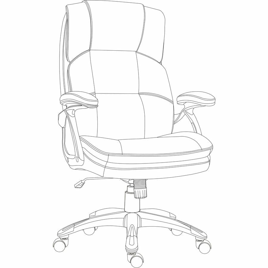 Image of Lorell Hi-Back Chair, PU Leather, 27"x32"x44-1/2", BK